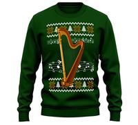 Purple Print House Christmas Harp Sweatshirt Unisex Funny Harpist Xmas Jumper Festive Fair Isle Brass Instrument Sweater Gift For Women Men, S, Bottle