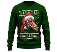 Purple Print House Christmas Horse Sweatshirt Adults Santa Pony Equestrian Riding Xmas Sweater Gifts Men Women, S, Bottle