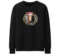 Purple Print House Christmas Horse Wreath Sweatshirt Women Jumper Xmas Santa Holly Unisex Sweater, S, Black