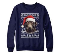 Purple Print House Christmas Labrador Sweatshirt For Kids Boy Girl Sweater Lab School Xmas Jumper Day, 9-11 Years, Navy