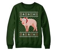 Purple Print House Christmas Pig Sweatshirt Kids Xmas Jumper Day Festive Farm Santa Hat Sweater Gifts For Boys and Girls, 9-11 Years, Bottle