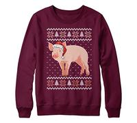 Purple Print House Christmas Pig Sweatshirt Kids Xmas Jumper Day Festive Farm Santa Hat Sweater Gifts For Boys and Girls, 12-13 Years, Maroon