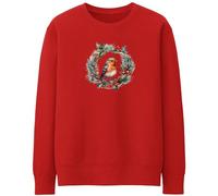 Purple Print House Christmas Robin Wreath Sweatshirt Women Jumper Xmas Santa Holly Unisex Sweater, L, Red