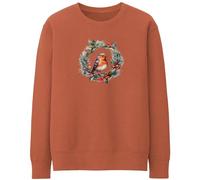Purple Print House Christmas Robin Wreath Sweatshirt Women Jumper Xmas Santa Holly Unisex Sweater, S, Ginger Biscuit
