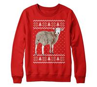 Purple Print House Christmas Sheep Sweatshirt Kids Xmas Jumper Day Festive Farm Santa Hat Sweater Gifts For Boys and Girls, 9-11 Years, Red