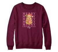 Purple Print House Christmas Sweatshirt For Girls With Custom Name Merry Christmas Pink Capybara Festive Guinea Pig Xmas Jumper For Daughter Niece, 12-13 Years, Maroon