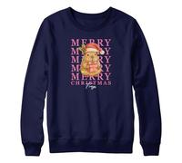 Purple Print House Christmas Sweatshirt For Girls With Custom Name Merry Christmas Pink Capybara Festive Guinea Pig Xmas Jumper For Daughter Niece, 9-11 Years, Navy