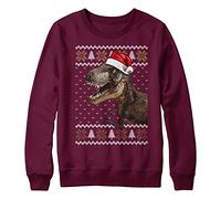 Purple Print House Christmas T Rex Sweatshirt Kids Funny Dino Xmas Festive Fair Isle Dinosaur Sweater Gift For Boys and Girls, 12-13 Years, Maroon