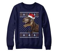 Purple Print House Christmas T Rex Sweatshirt Kids Funny Dino Xmas Festive Fair Isle Dinosaur Sweater Gift For Boys and Girls, 5-6 Years, Navy