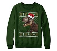 Purple Print House Christmas T Rex Sweatshirt Kids Funny Dino Xmas Festive Fair Isle Dinosaur Sweater Gift For Boys and Girls, 7-8 Years, Bottle