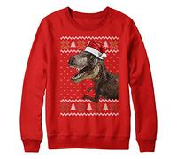 Purple Print House Christmas T Rex Sweatshirt Kids Funny Dino Xmas Festive Fair Isle Dinosaur Sweater Gift For Boys and Girls, 7-8 Years, Red