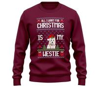Purple Print House Christmas Westie Adults Sweatshirt All I Want Is My Terrier Mens Womens Sweater, XL, Maroon