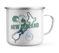 Purple Print House Country of New Zealand Enamel Mug Travelling Outdoor Tea Coffee Cup Gift Men Women Christmas Stocking Filler