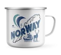 Purple Print House Country of Norway Enamel Mug Norwegian Travel Norsk Outdoor Tea Coffee Cup Gift Men Women Christmas Stocking Filler