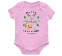 Purple Print House Custom 1st Birthday as my Mummy Babygrow Baby Boys Girls Safari Animals Vest for Mums Bday Personalised Mum Gift, 6-12 Months, Light Pink