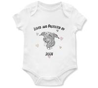 Purple Print House Custom Babies Babygrow Loved & Protected Stetch Pet Design for Girl Boy Newborn Baby Gift, 3-6 Months, White