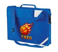 Purple Print House Custom Book Bag With Strap For Boys Personalised Name Basketball Flame Design Back To School Nursery Reception Kids Gift, One Size, Royal