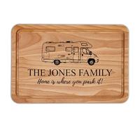 Purple Print House Custom Caravan Chopping Board Personalised Family Name Mobile Caravan Home Is Where You Park It Kitchen Gift
