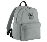Purple Print House Custom Embroidered Pet Portrait Premium Mini Backpack - Personalised Your Dog Cat Or Any Pet - Animal Sketch Embroidery - Dog Walking Bag, One Size, Grey