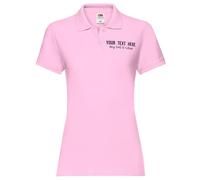 Purple Print House Custom Embroidered Womens Polo Shirt Embroidery Any Text Font Thread Colour Personalised Company Business Ladies Fit Work Uniform Workwear Top, M, Light Pink