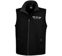 Purple Print House Custom Embroidered Work Bodywarmer for Men | Personalised Soft Shell Gilet with Embroidery Text | Staff Uniform or Outdoor Layer | Add Your Business Name, M, Black