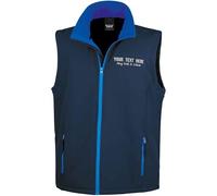 Purple Print House Custom Embroidered Work Bodywarmer for Men | Personalised Soft Shell Gilet with Embroidery Text | Staff Uniform or Outdoor Layer | Add Your Business Name, L, Navy/Royal