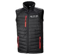 Purple Print House Custom Embroidered Work Padded Gilet for Men | Personalised Lightweight Body Warmer with Embroidery Text | Staff Uniform or Outdoor Layer | Add Your Business Name, L, Black/Red