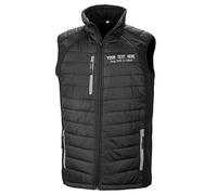 Purple Print House Custom Embroidered Work Padded Gilet for Men | Personalised Lightweight Body Warmer with Embroidery Text | Staff Uniform or Outdoor Layer | Add Your Business Name, L, Black/Grey