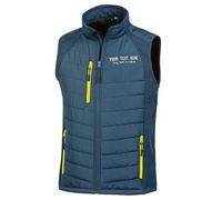 Purple Print House Custom Embroidered Work Padded Gilet for Men | Personalised Lightweight Body Warmer with Embroidery Text | Staff Uniform or Outdoor Layer | Add Your Business Name, 3XL, Navy/Yellow