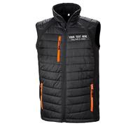 Purple Print House Custom Embroidered Work Padded Gilet for Men | Personalised Lightweight Body Warmer with Embroidery Text | Staff Uniform or Outdoor Layer | Add Your Business Name, XL, Black/Orange