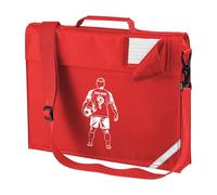 Purple Print House Custom Footballer Book Bag With Strap Personalised Name and Number Football Player Design Back To School Boys Footie Fan Gift, One Size, Red