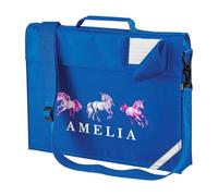 Purple Print House Custom Girls Unicorns Book Bag with Strap Personalised Name Design for Primary Kids Reception Infants Back to School Gift, One Size, Royal