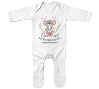 Purple Print House Custom Matching Mothers Day Romper Suit Sweatshirt Set Mummy and Baby Koala Design Add Name 1st Gifts, 6-12 Months, White