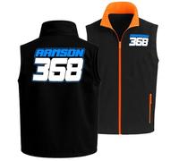 Purple Print House Custom Motocross Gilet Name & Race Number | Adults Personalised MX Enduro Soft Shell Body Warmer | Dirt Bike Racing Pits Track Practice Day | Men & Women, M, Black/Orange