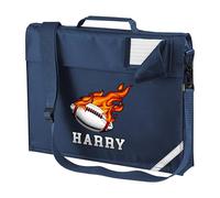 Purple Print House Custom Rugby Book Bag With Strap For Boys Personalised Name Flame Design Back To School Nursery Reception Kids Gift, One Size, Navy