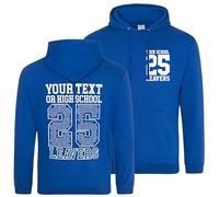 Purple Print House Custom School Leavers Hoodie for Secondary Primary Leaving Party Personalised Class of 2025 Adults Unisex Hoody Add Class Year Group Names Boys Girls Mens Womens, M, Royal Blue