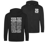Purple Print House Custom School Leavers Zipped Hoodie Unisex for Primary Class of 2025 Personalised Adults Full Zip Up Hoody Add Class Year Group Names Mens Womens Boys Girls Leaving Party, L, Black