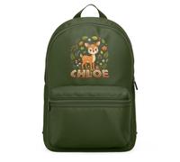 Purple Print House Custom Toddler Girls Mini Backpack - Deer Woodland Leaves Design - Personalised Name School Bag, One Size, Olive Green