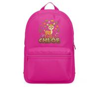 Purple Print House Custom Toddler Girls Mini Backpack - Deer Woodland Leaves Design - Personalised Name School Bag, One Size, Bright Pink