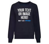 Purple Print House Custom Womens Sweatshirt Ladies Fit Any Text Image Personalised Printed Uniform Studio Salon Logo Sweater Photo Jumper, L, Navy