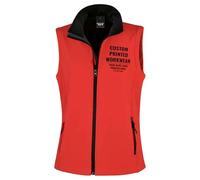 Purple Print House Custom Womens Work Bodywarmer for Her | Personalised Printed Ladies Fit Soft Shell Gilet with Company Logo | Staff Uniform or Outdoor Layer | Add Your Business Logo or Text, M, Red