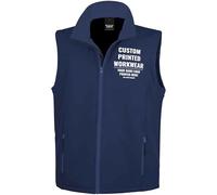Purple Print House Custom Work Bodywarmer for Men | Personalised Printed Soft Shell Gilet with Company Logo | Staff Uniform or Outdoor Layer | Add Your Business Logo or Text, XL, Navy