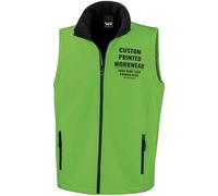 Purple Print House Custom Work Bodywarmer for Men | Personalised Printed Soft Shell Gilet with Company Logo | Staff Uniform or Outdoor Layer | Add Your Business Logo or Text, L, Green
