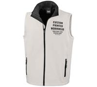 Purple Print House Custom Work Bodywarmer for Men | Personalised Printed Soft Shell Gilet with Company Logo | Staff Uniform or Outdoor Layer | Add Your Business Logo or Text, 4XL, White