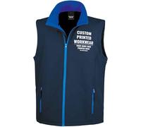 Purple Print House Custom Work Bodywarmer for Men | Personalised Printed Soft Shell Gilet with Company Logo | Staff Uniform or Outdoor Layer | Add Your Business Logo or Text, 4XL, Navy/Royal