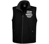 Purple Print House Custom Work Bodywarmer for Men | Personalised Printed Soft Shell Gilet with Company Logo | Staff Uniform or Outdoor Layer | Add Your Business Logo or Text, 3XL, Black