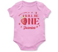 Purple Print House Customised First Birthday Babygrow When I Wake Up I'll Be One Baby Girls Boys Strawberry Themed 1st Bday Vest Custom Gift, 6-12 Months, Light Pink