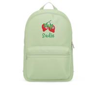 Purple Print House Cute Embroidered Strawberries Personalised Mini Backpack Strawberry Back to Nursery School Essential Bag Custom Girl Daughters Name, One Size, Pistachio