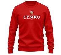 Purple Print House Cymru 1881 Mens Sweatshirt Rugby Supporters Prince of Wales Badge Jumper Nations Welsh Sweater, S, Red