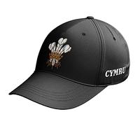 Purple Print House Cymru Badge Cap Mens Wales Feathers Baseball Hat Nations Rugby Supporter, One Size, Black